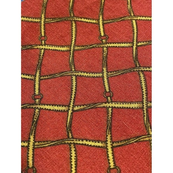 Unbranded Other - Vintage Equestrian Designer Fabric Upholstery Brick Red Gold Diamond Horse Bit